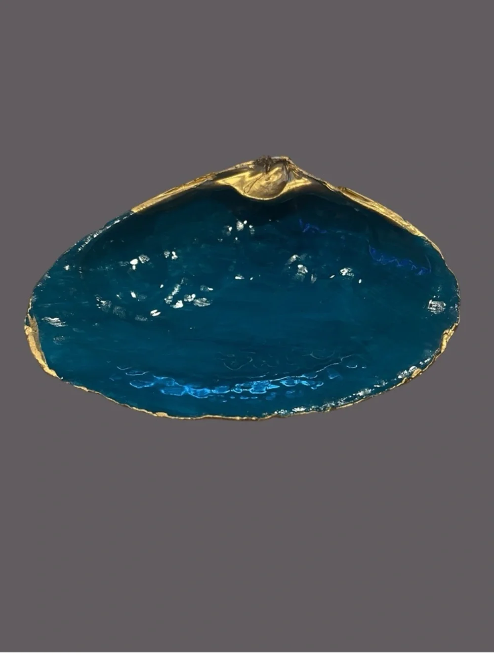 Teal & Gold Shell Trinket Dish – Coastal Decor 🌊✨